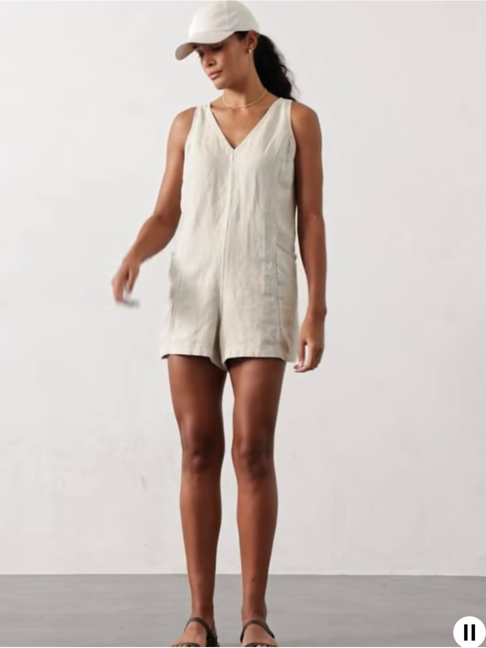 NWT Athleta Retreat Linen Romper BLACK Pockets, Size Medium - Picture 2 of 14